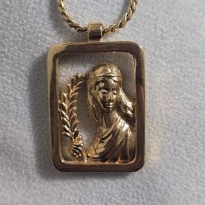 1970s Avon Gold Tone Virgo Necklace